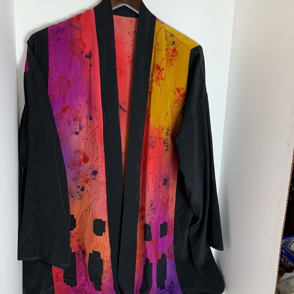 Silk Kimono Multi Colored Size Large - Picture 3 of 6